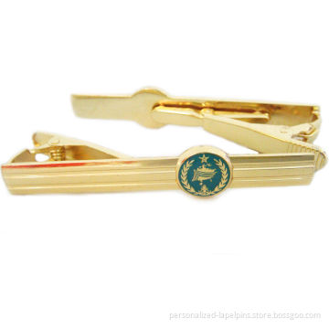 Oem Brass Epoxy Customized Logo Tie Bars Metal , Gold Plated Finish Suitable For Promotional